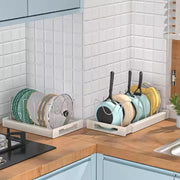 Expandable Cookware Organizer Rack – Adjustable and Space-Saving Kitchen Storage Solution