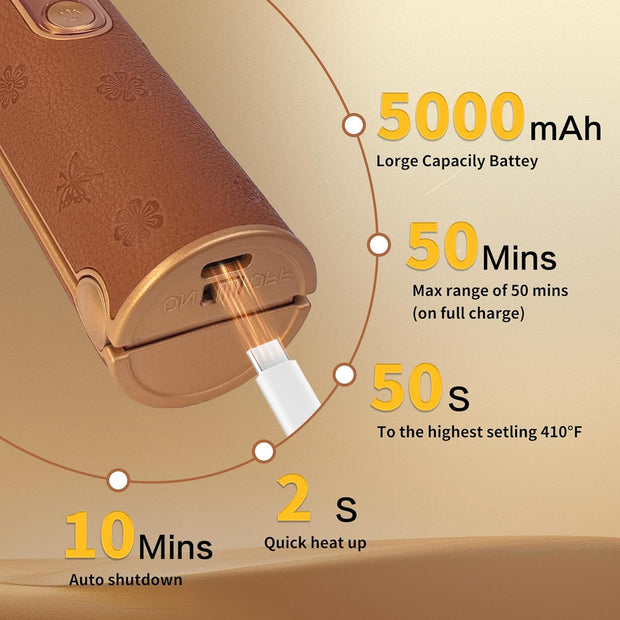 2-in-1 Cordless Hair Style|Curling, Straightening & Styling with Fast Heat & LED Display