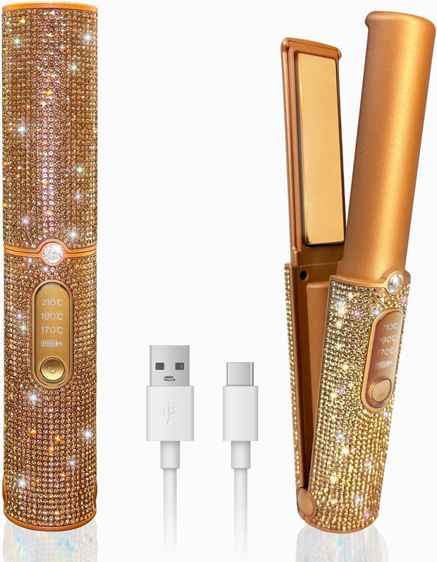2-in-1 Cordless Hair Style|Curling, Straightening & Styling with Fast Heat & LED Display
