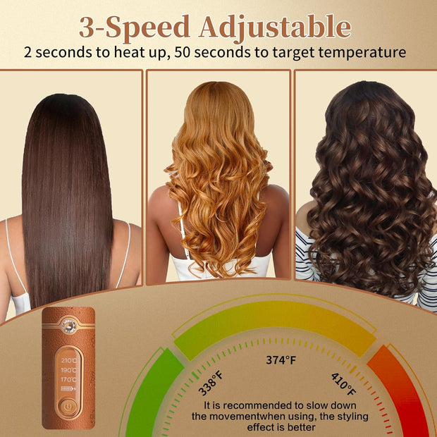 2-in-1 Cordless Hair Style|Curling, Straightening & Styling with Fast Heat & LED Display